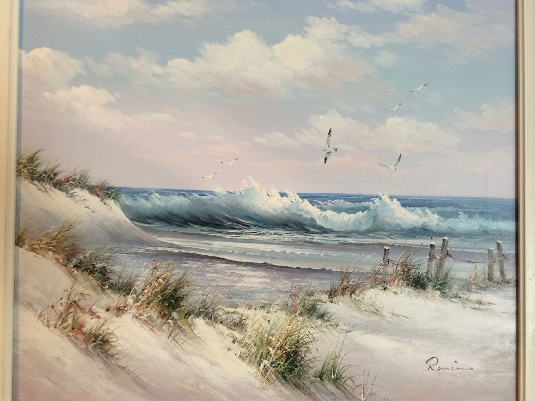 Unknown Ocean Waves Signed Oil (1 of 2)