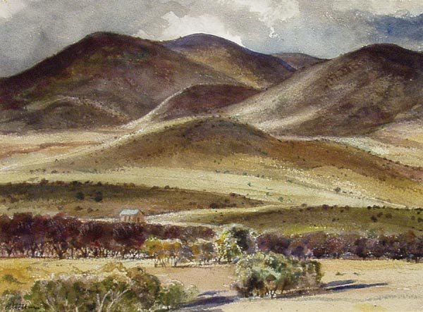 Peter Hurd 8 1/2 x 11 1/2 Watercolor: Distant Thunder