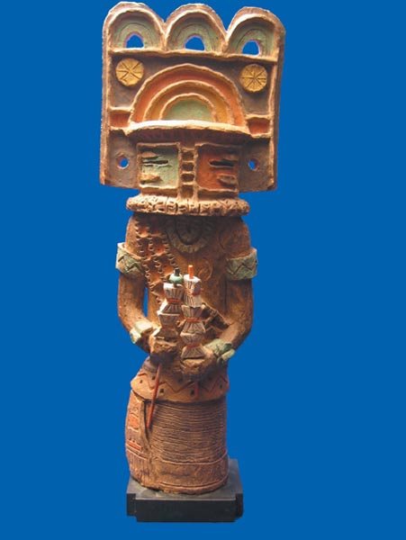 Agnes Sims Terracotta Sculpture: 26 x 9, Kachina #1