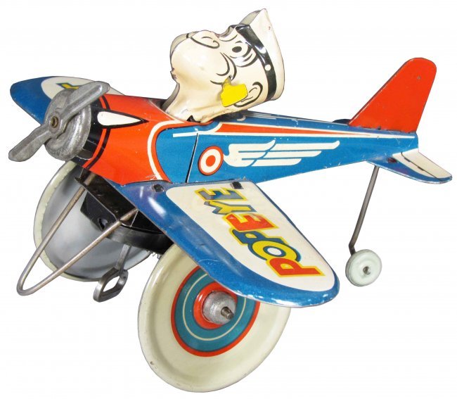 1940 Popeye Tin Wind Up Toy Airplane: 1940 Popeye Tin Wind Up Toy Airplane. "The Pilot". Excellent condition. 8 inches long.