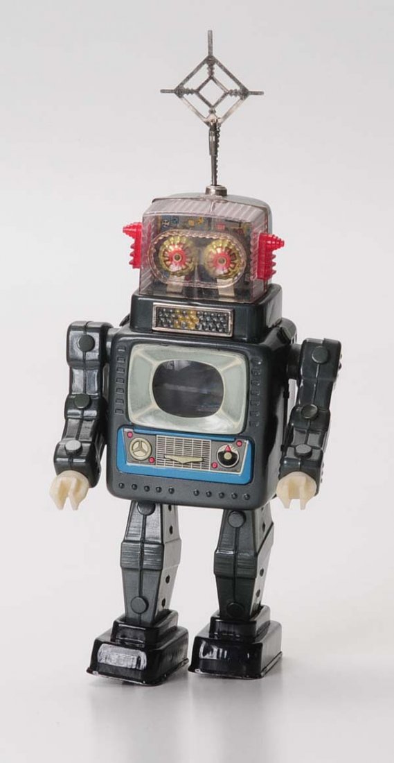 Japanese Tin Litho Television Robot.: Alps, television, spaceman robot, Japan, 38cm. The color is so bright and clearly. work perfectly.