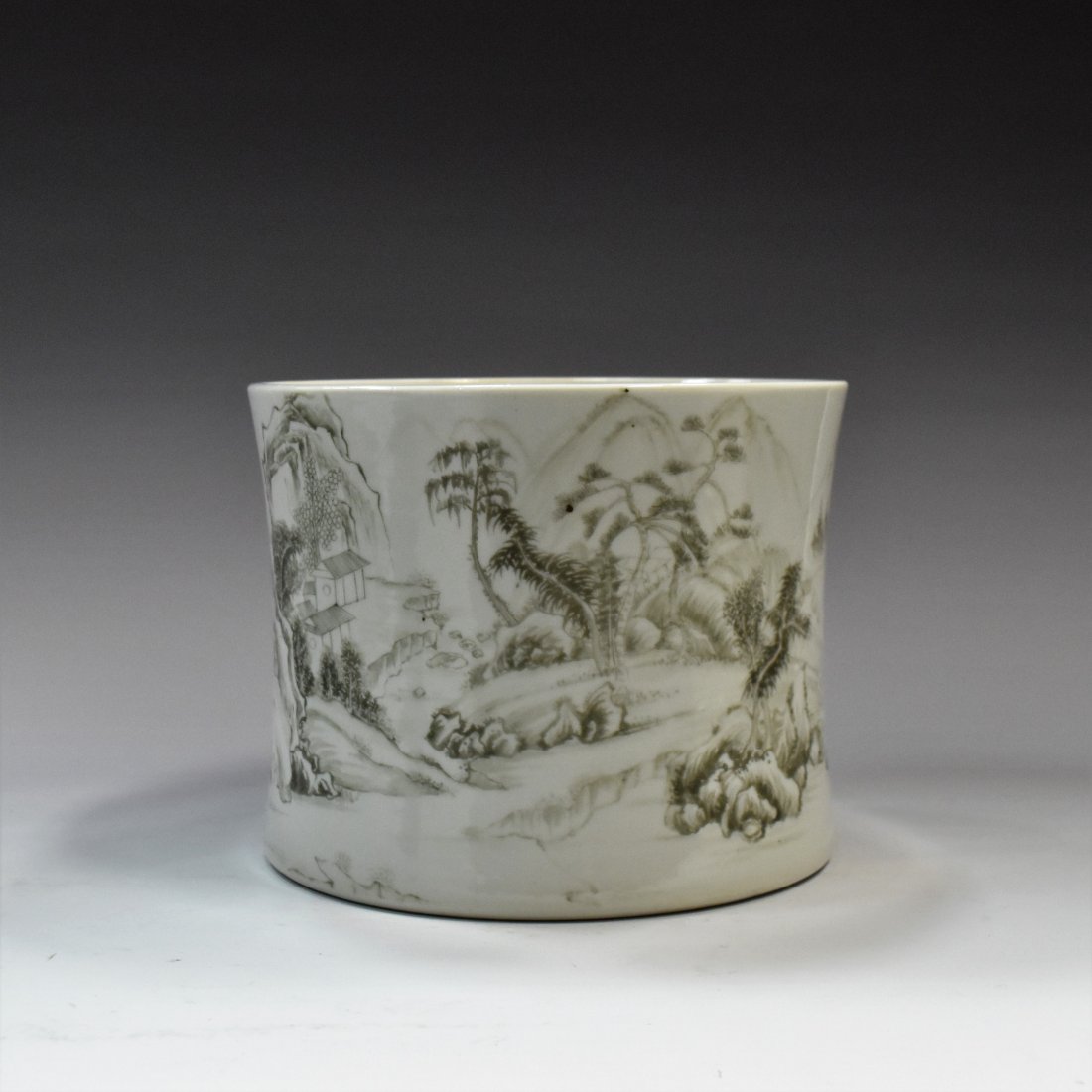 19TH C CHINESE BLACK PAINT BRUSH POT (MO CAI) (1 of 7)
