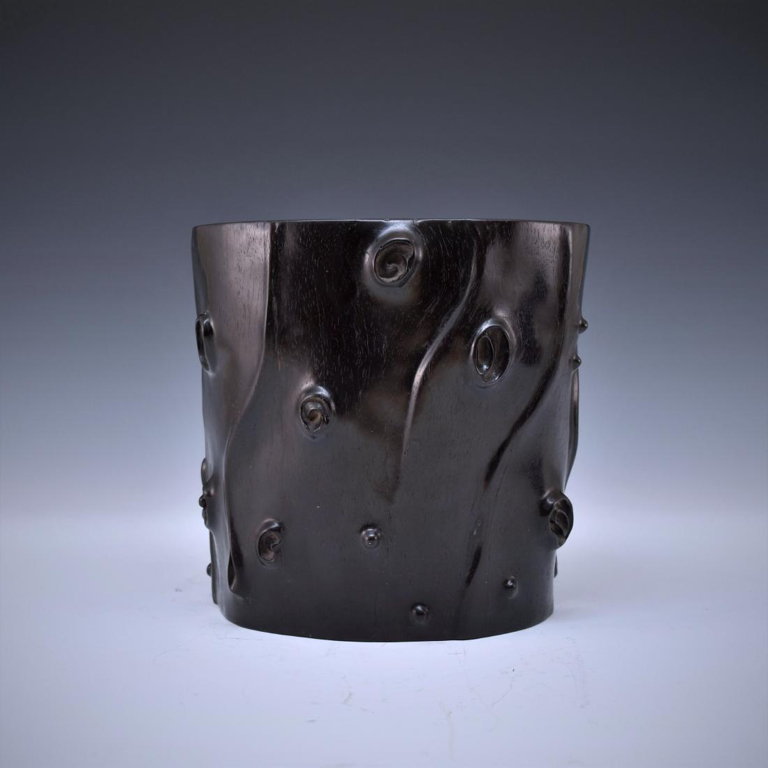 VERY FINE CARVED CHINESE ZITAN BRUSH POT IN ORGANIC (1 of 8)