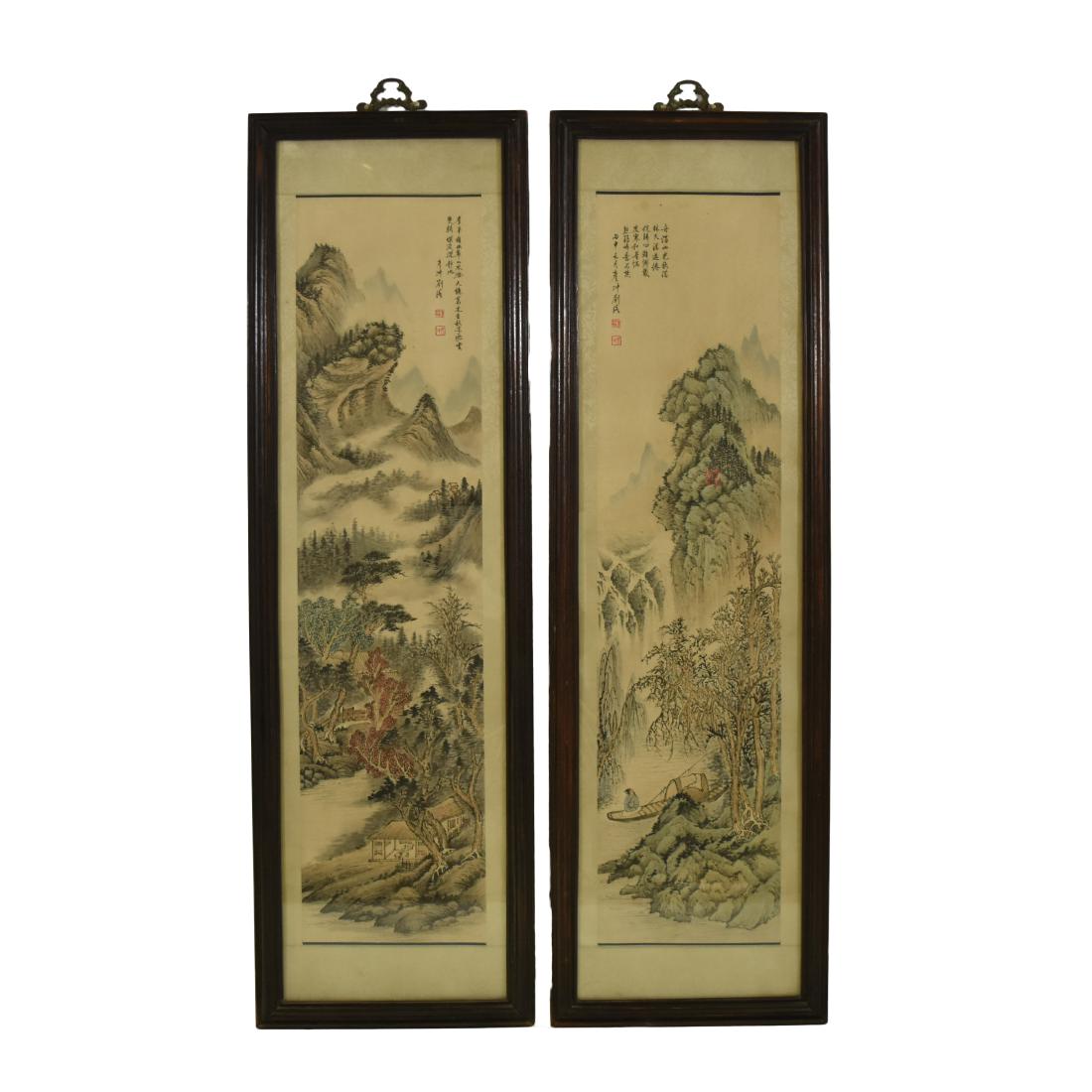 PAIR OF FRAMED CHINESE LANDSCAPE PAINTING (1 of 11)