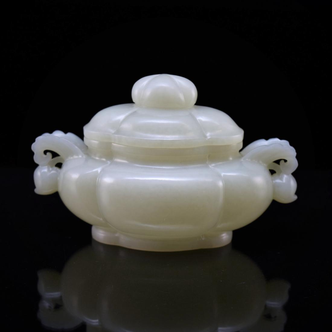 QUADRA-LOBED JADE COVERED CENSER W/ STAND (1 of 9)