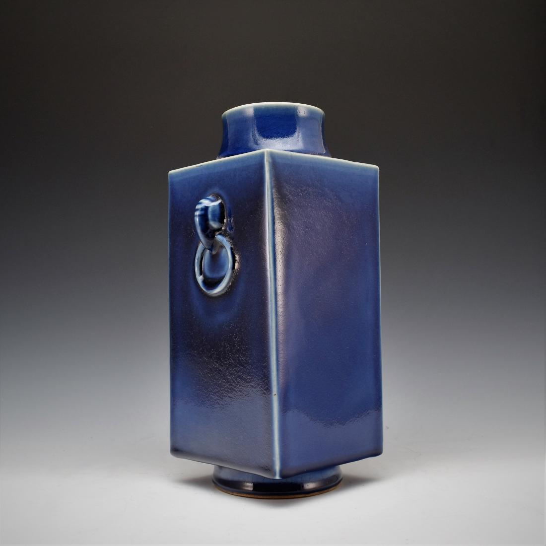 COBALT BLUE MONOCHROME UNDERGLAZED SQUARE VASE (1 of 12)