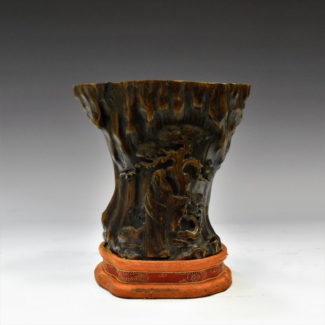 18/19TH C. CHENXIANG WOOD BRUSH POT ON STAND (1 of 9)
