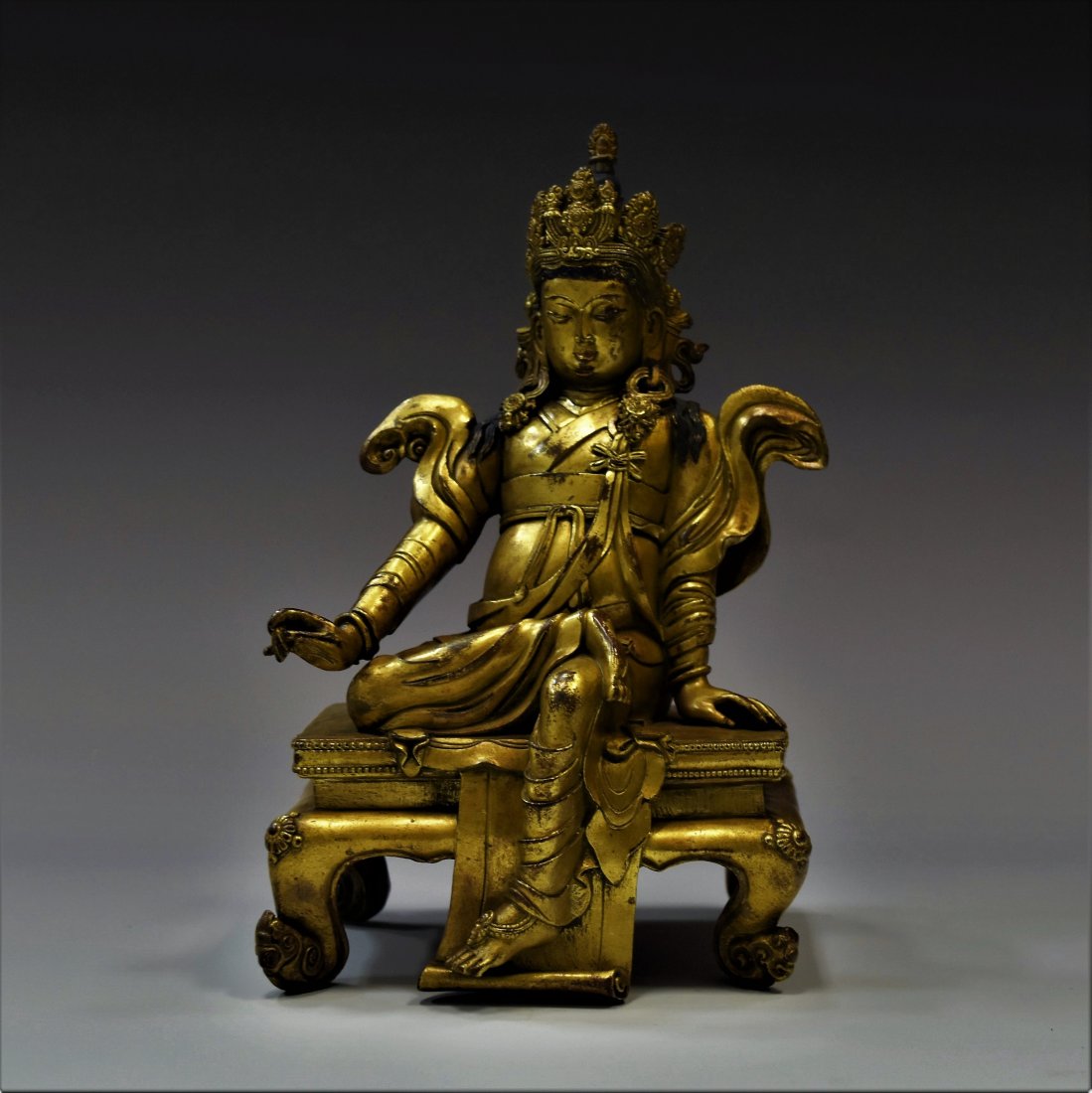 CHINESE GILT BRONZE SEATED BUDDHA (1 of 10)