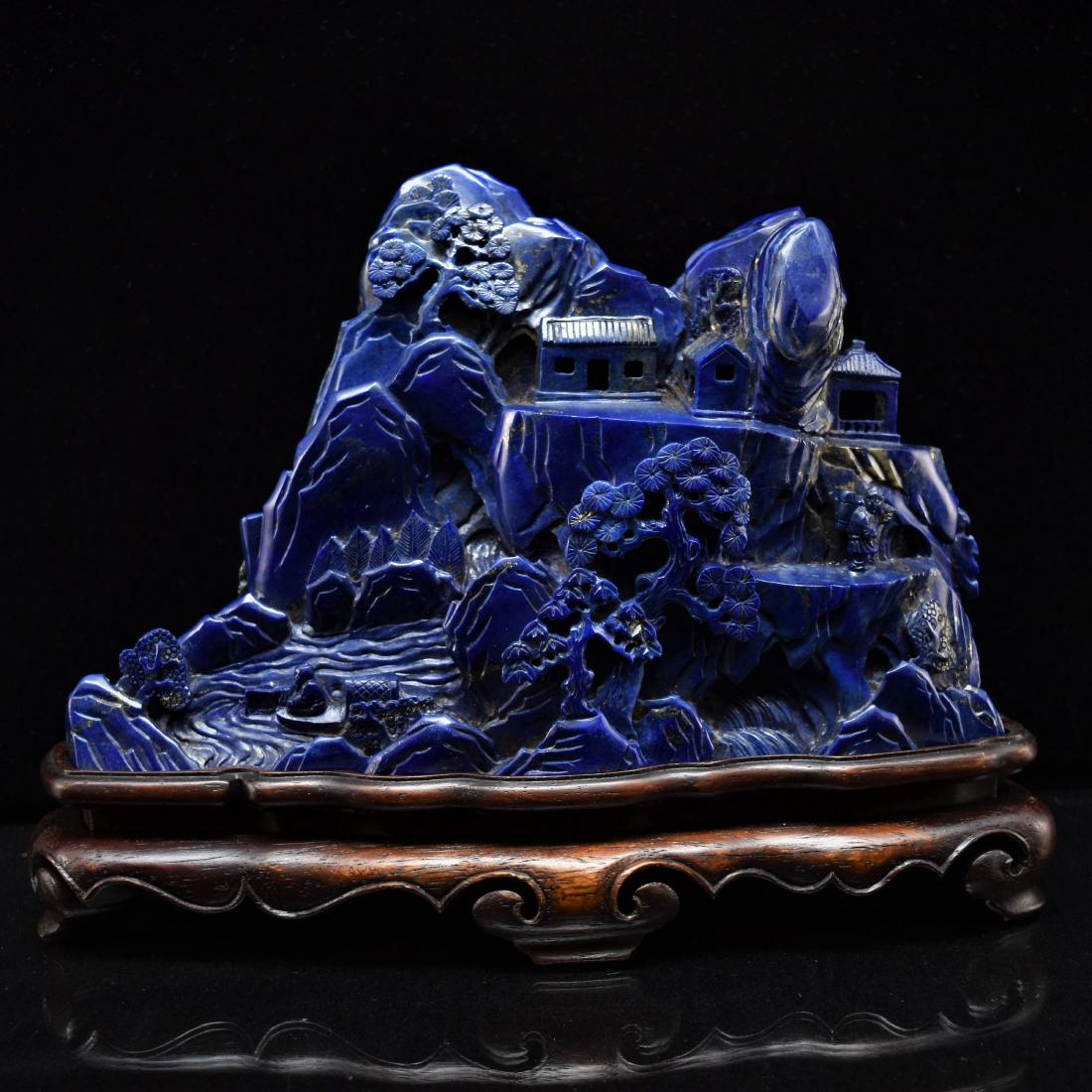 A CARVED LAPIS LAZULI BOULDER MOUNTAIN (1 of 16)