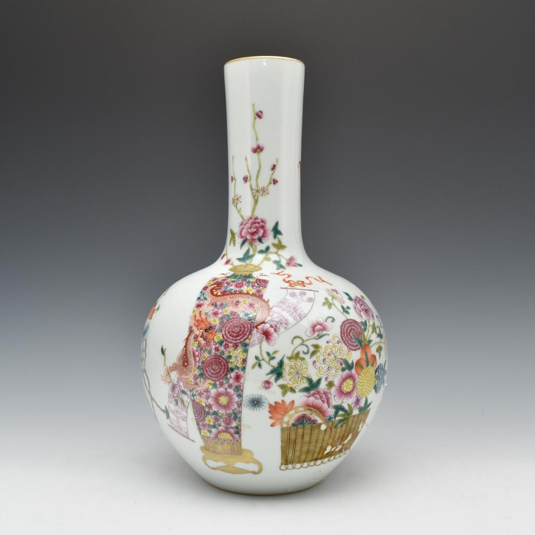 CHINESE FAMILLE ROSE FLORAL CELESTIAL VASE (1 of 9)