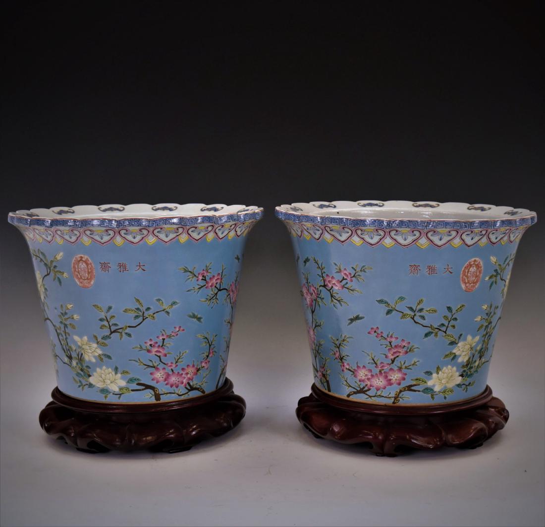 FINE PAIR OF 19TH C DAYAZHAI PORCELAIN PLANT POTS (1 of 12)