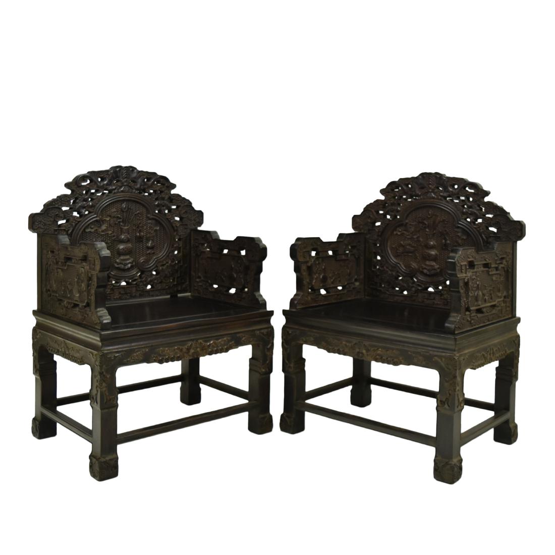PAIR OF CHINESE ZITAN BAJIXIANG MASTERCHAIRS (1 of 13)