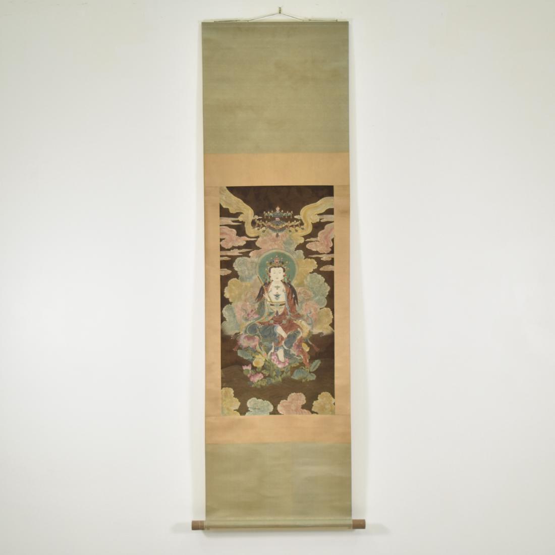 CHINESE SCHOOL, SILK PAINTING GUANYIN THANGKA (1 of 14)