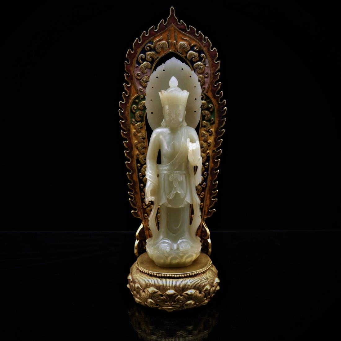 GILT BRONZE ENAMELED JADE BUDDHA (1 of 11)