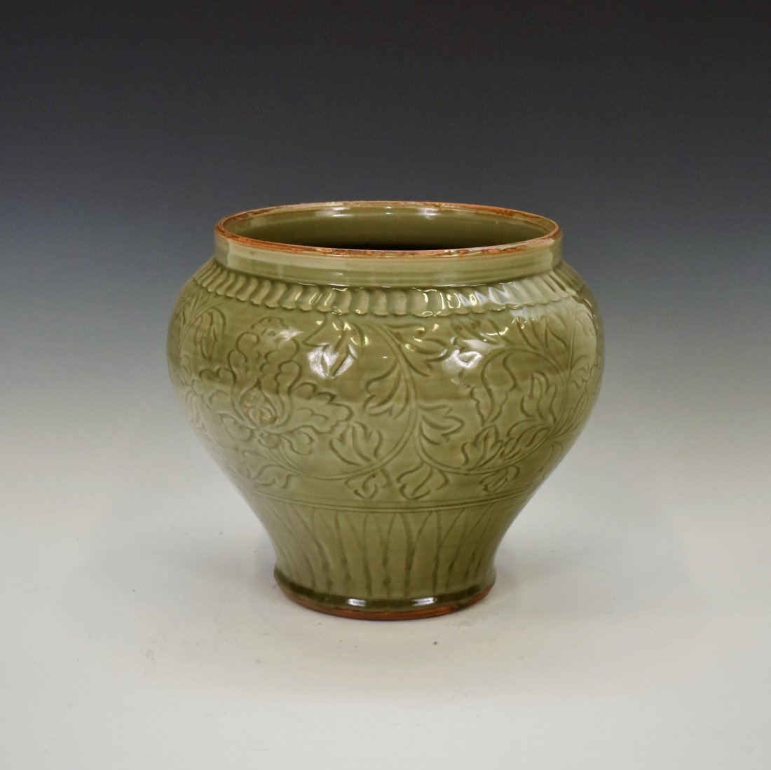 MING LOTUS RELIEF LONGQUAN CELADON JAR (1 of 9)