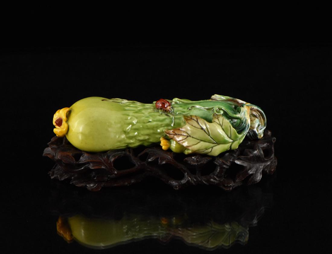 18/19TH C RARE QIANLONG GOURD PORCELAIN SCULPTURE ON (1 of 10)