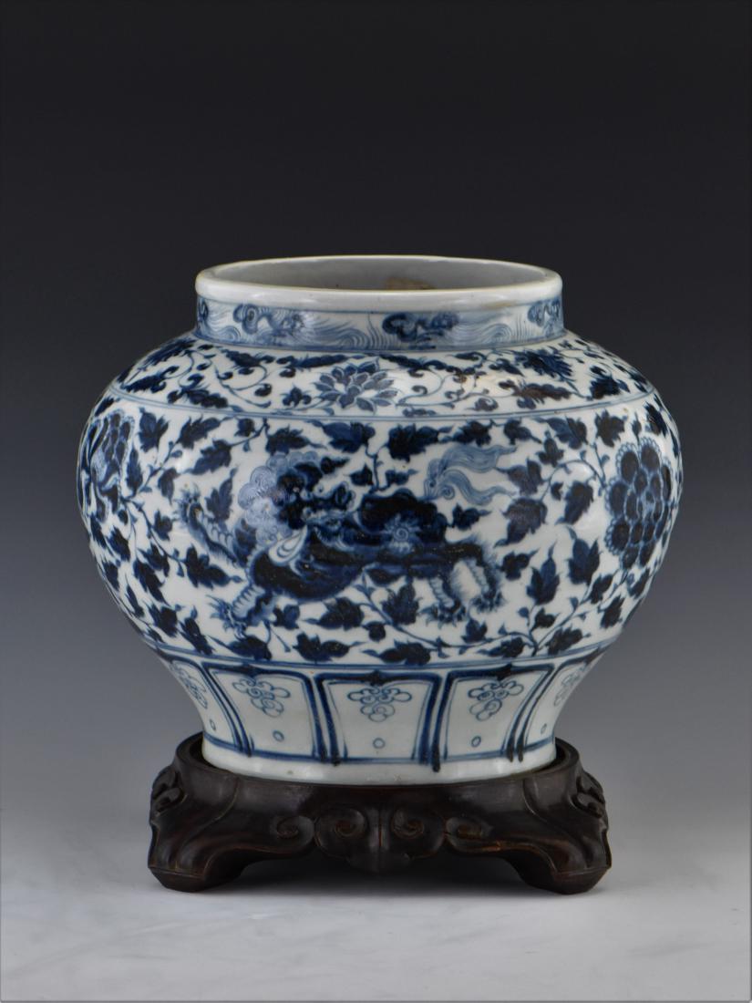 YUAN/MING BLUE & WHITE FLORAL MOTIF PORCELAIN JAR (1 of 17)