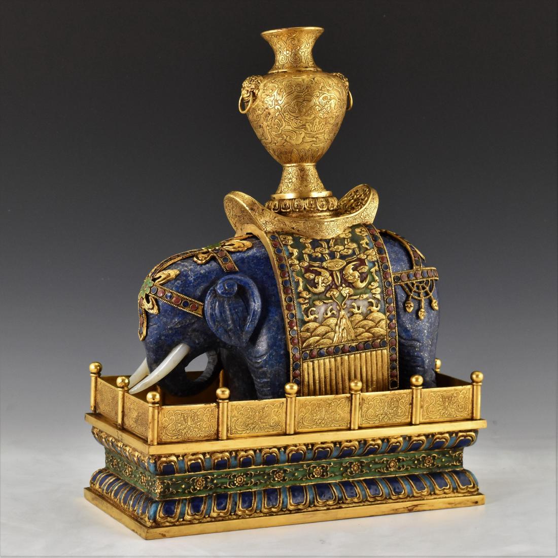 MASSIVE LAPIS LAZULI & CLOISSONE ELEPHANTS (1 of 13)