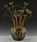 CHINESE GILT BRONZE CLOISONNE LOTUS CLOCK