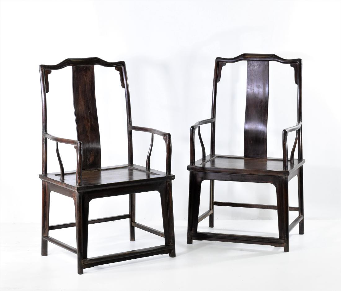 18/19TH C PAIR OF ZITAN SOUTHERN OFFICIAL'S HAT CHAIRS (1 of 10)