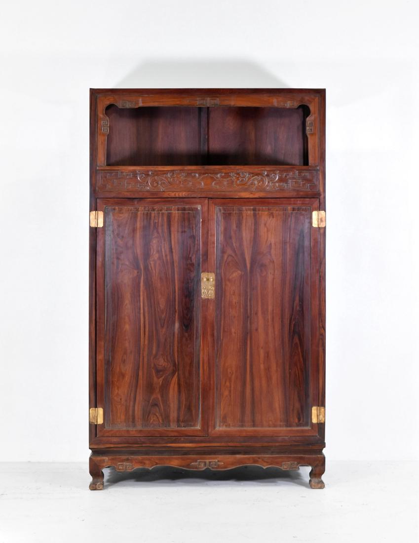 ANTIQUE HUANGHUALI OPEN SHELF DOUBLE DOOR CABINET (1 of 8)