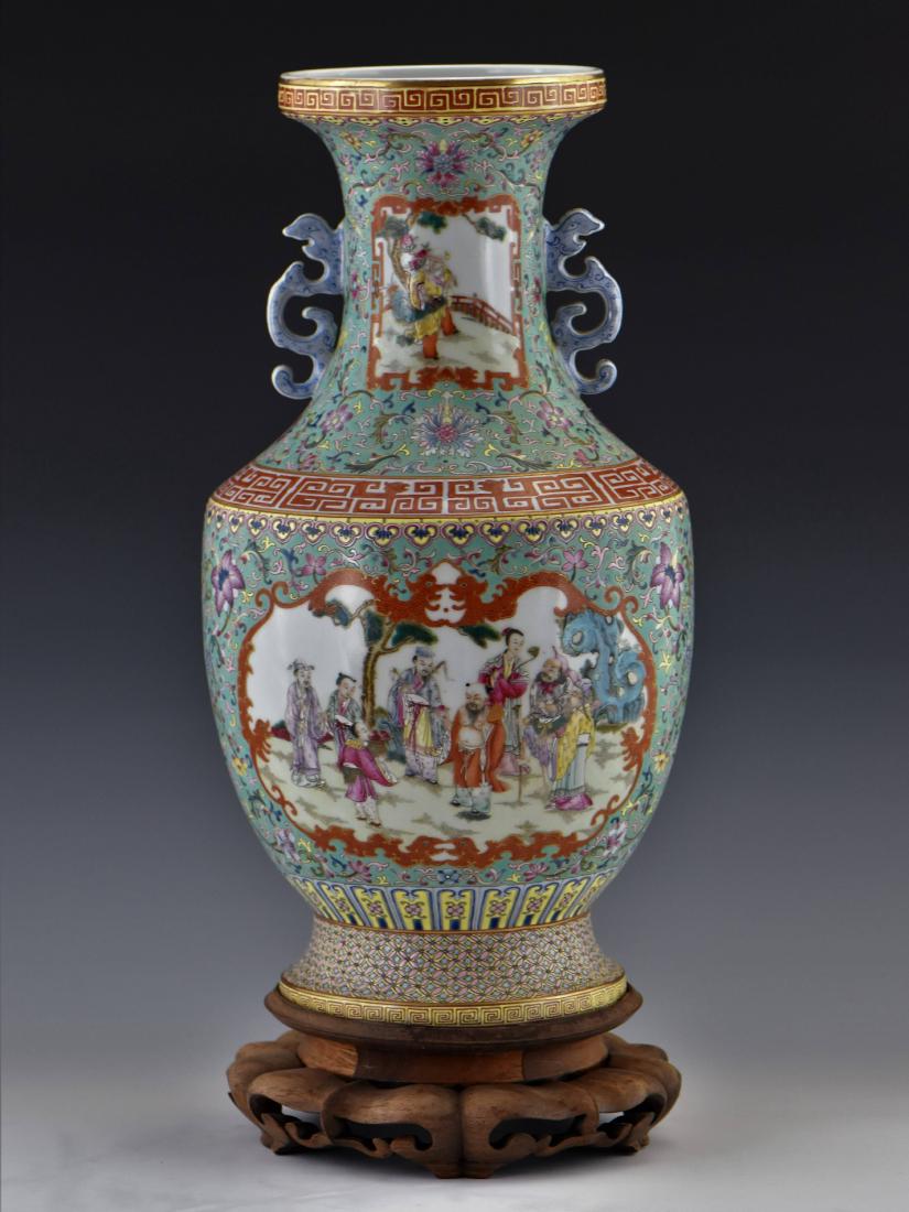 FAMILLE ROSE 8 IMMORTALS PORCELAIN VASE (1 of 12)