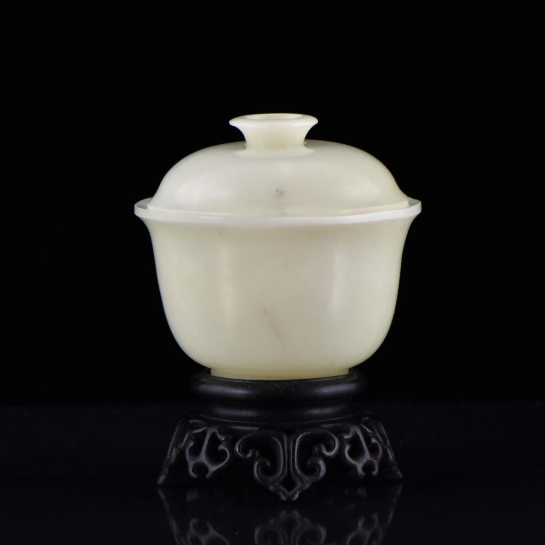 CHINESE COVERED JADE MARRIAGE BOWL ON STAND (1 of 8)