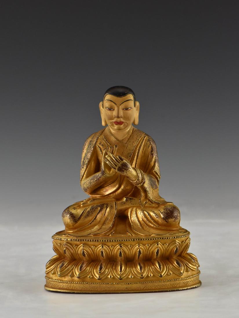 GILT BRONZE LAMA BUDDHA FIGURE OF TAGLUNG TANGPA CHENPO (1 of 11)