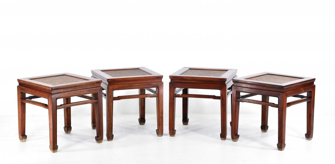 SET OF 4 PCS HUANGHUALI SQUARE STOOLS (1 of 11)