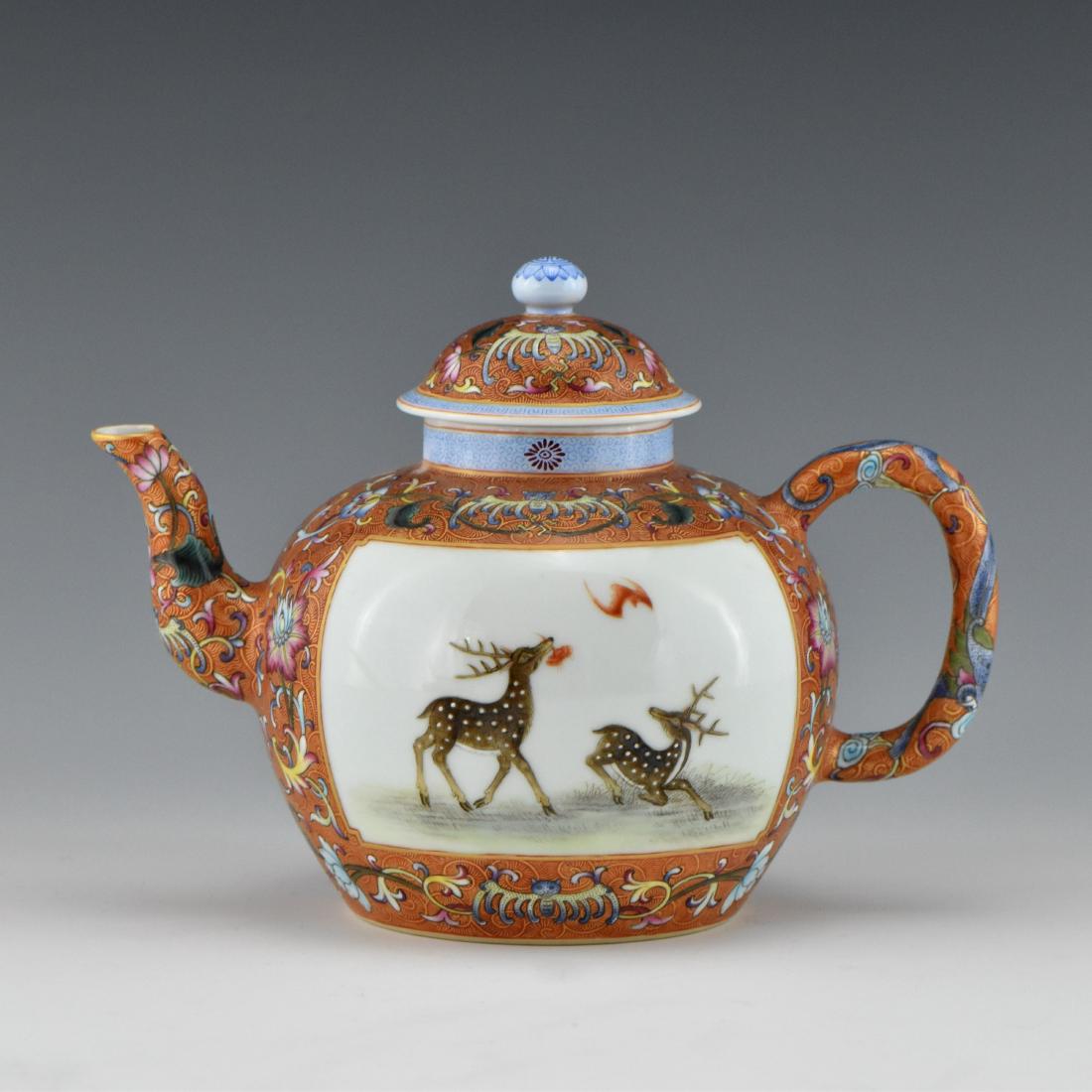 FAMILLE ROSE OPEN FACE PORCELAIN TEAPOT (1 of 9)
