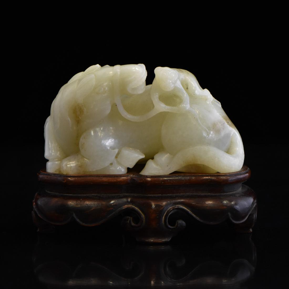 CARVED CELADON JADE OF MONKEY ON A HORSE (1 of 7)