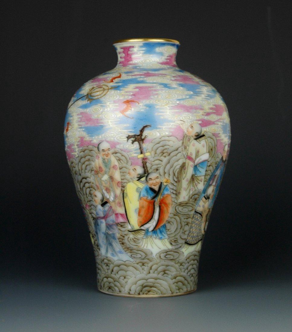 FINE ENAMEL LUOHAN PORCELAIN VASE (1 of 10)