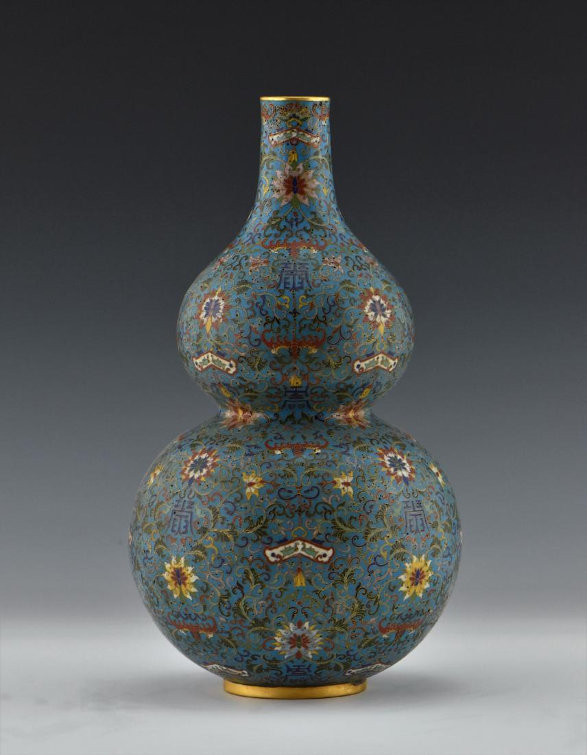 GILT CLOISONNE ENAMEL DOUBLE GOURD VASE (1 of 9)
