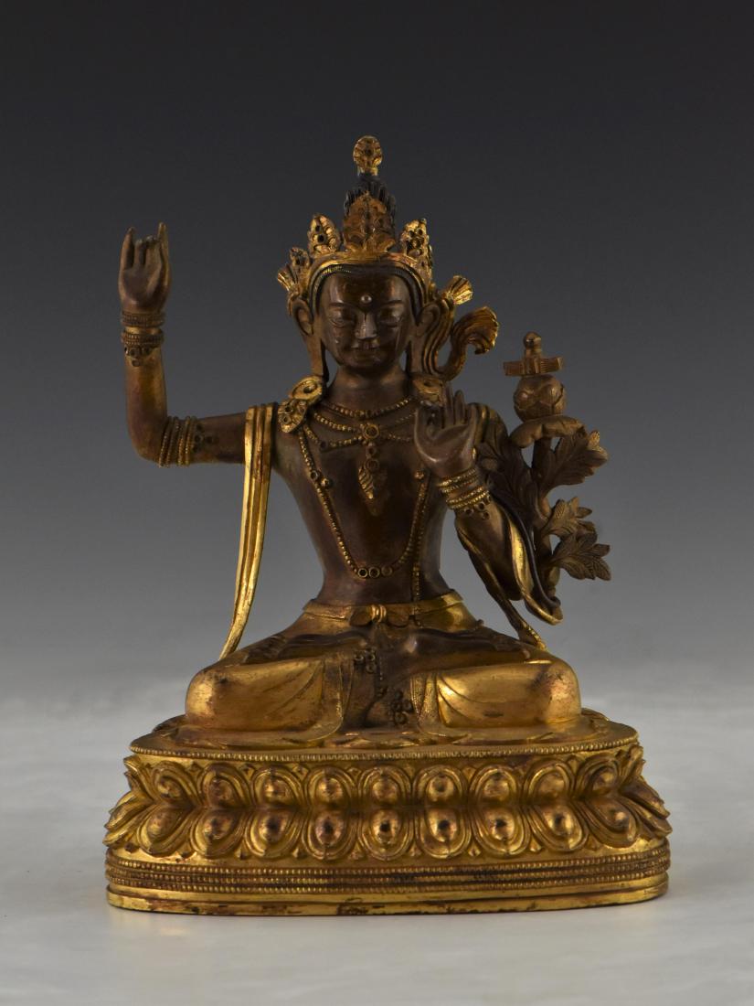 QING GILT BRONZE BUDDHA, IN WARD OF EVIL GESTURE (1 of 10)