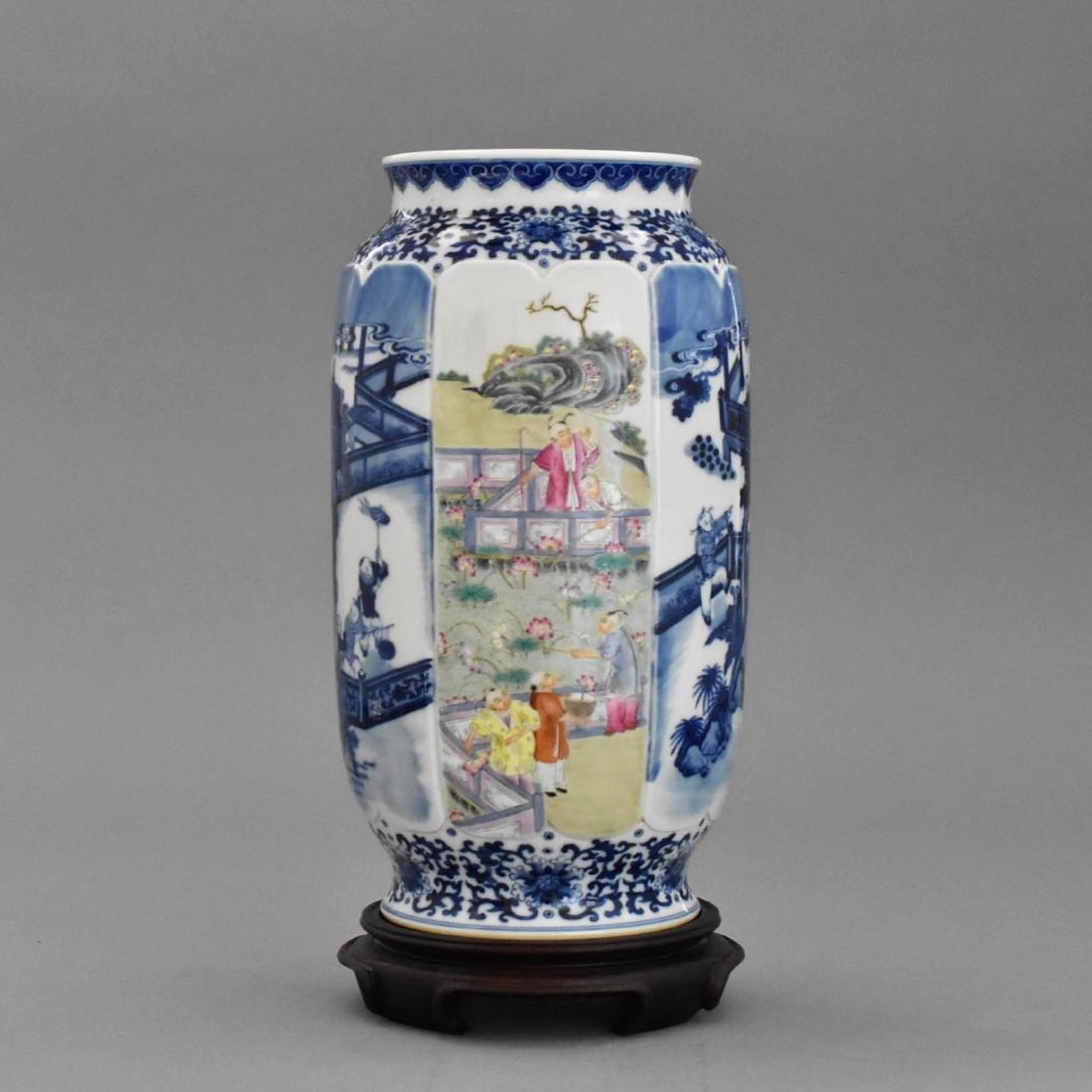 CHILDREN ON GARDEN SCENE PORCELAIN VASE ON STAND (1 of 10)