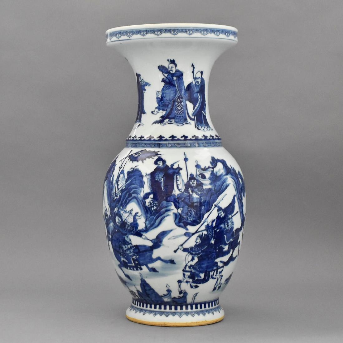 EARLY QING COBALT BLUE GLAZED VASE W/ BATTLE SCENE (1 of 10)
