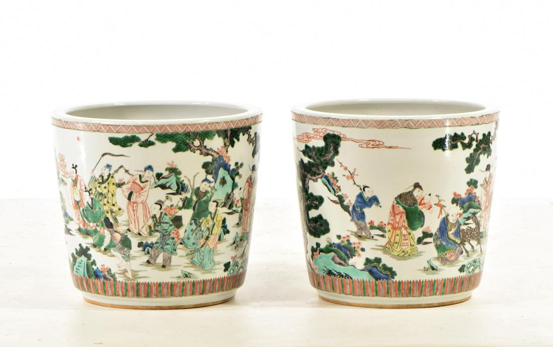 PAIR OF LARGE WUCAI IMMORTALS PLANT POTS (1 of 12)