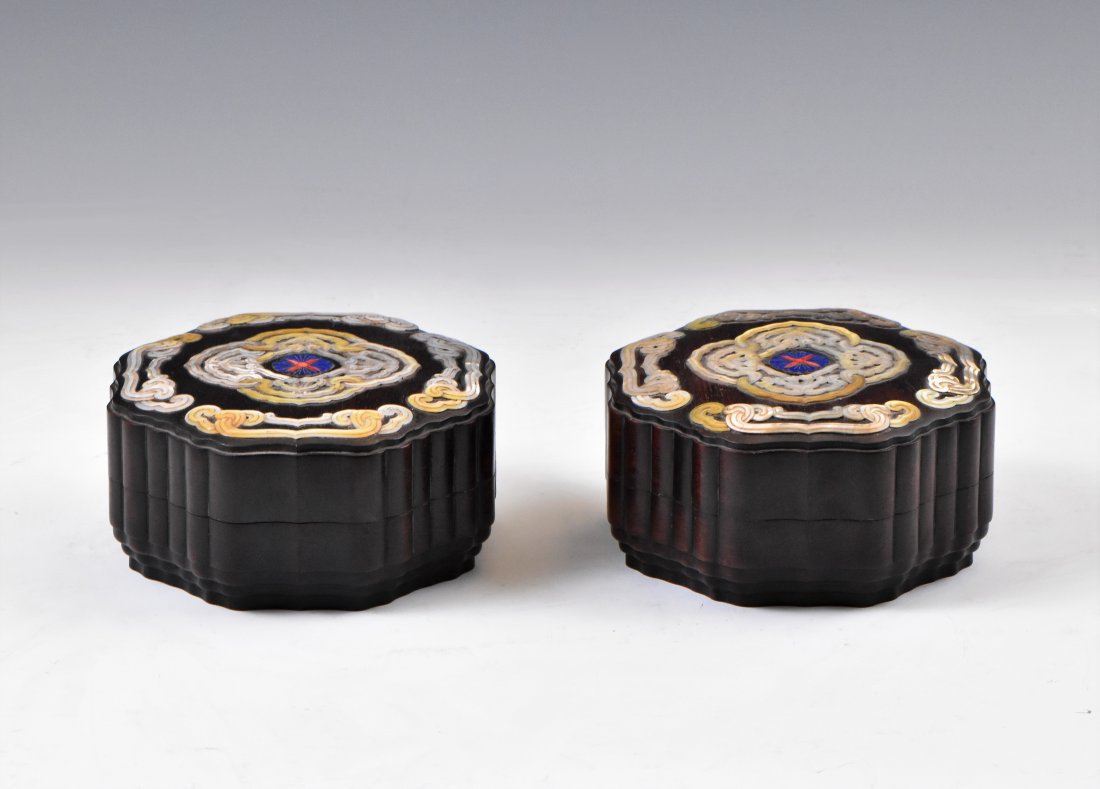 PAIR OF MOTHER OF PEARL INLAID ZITAN BOXES (1 of 10)