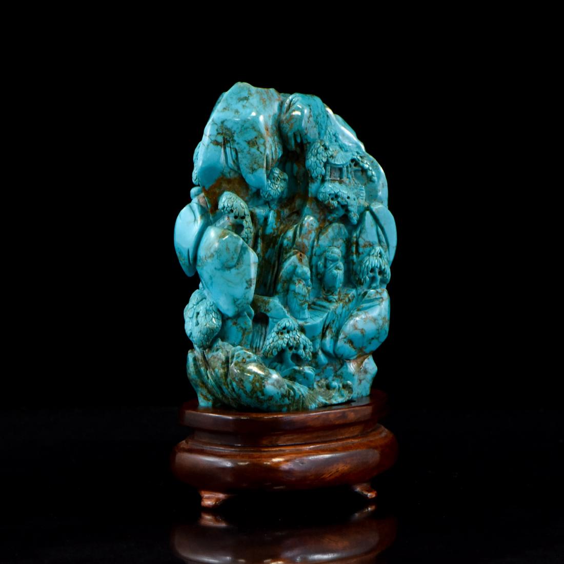 VERY FINE CARVED TURQUOISE RECUMBENT A BOULDER (1 of 10)