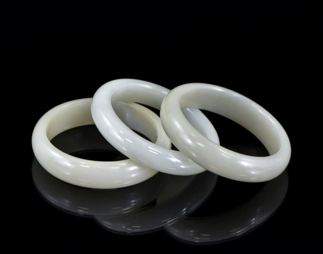 SET OF 3 PCS CHINESE CELADON JADE BANGLES (1 of 6)
