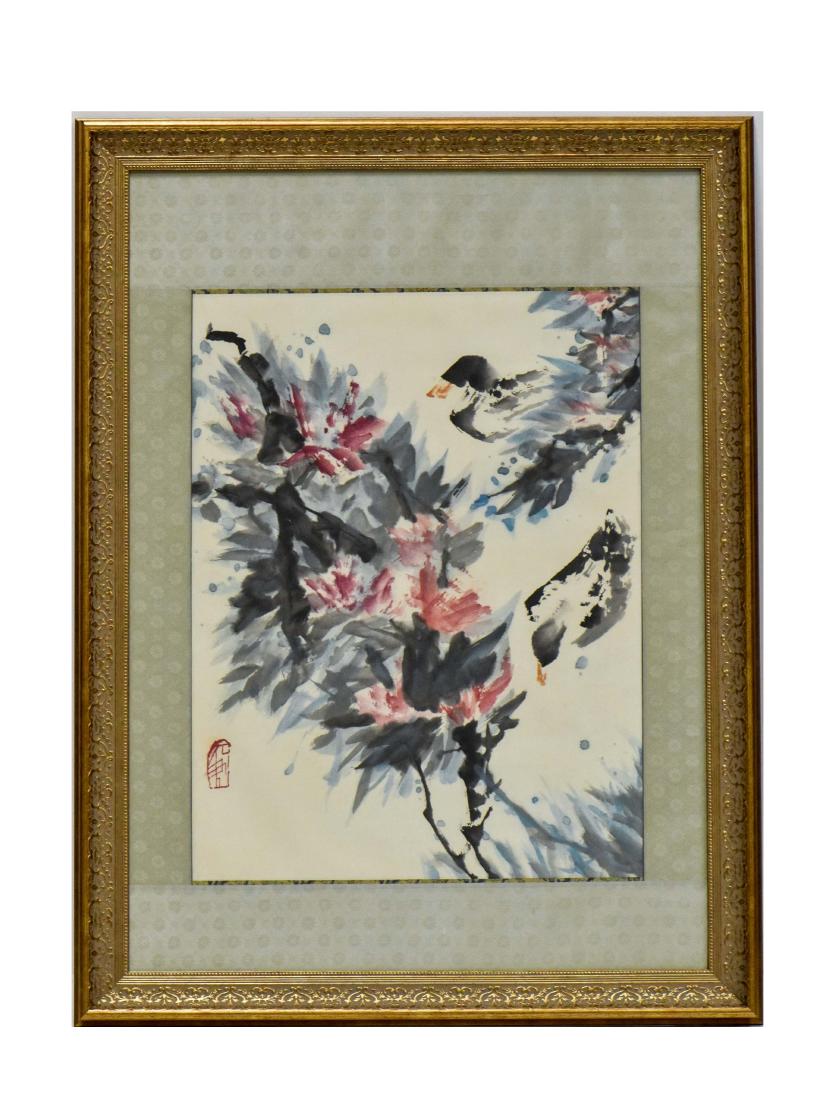 PAIR OF FRAMED DUCKS & FLOWER PAINTING (1 of 10)