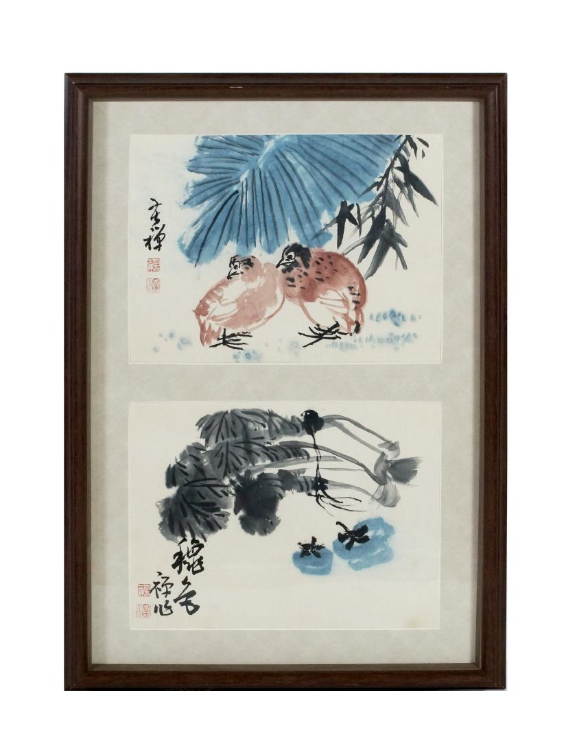 FRAMED CHINESE BIRDS & FLOWER PAINTINGS (1 of 10)
