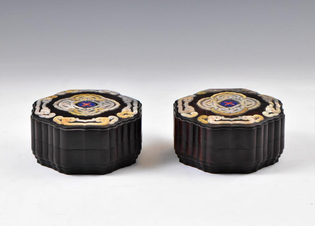 PAIR OF MOTHER OF PEARL INLAID ZITAN BOXES (1 of 11)