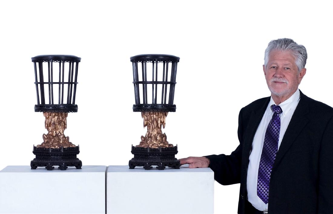 PAIR OF CHINESE ZITAN LAMP CAGES (1 of 10)