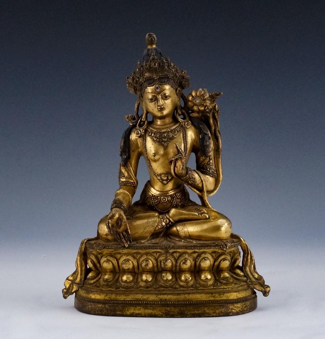 GILT BRONZE BUDDHA FIGURE OF MANJUSHRI, SITA (1 of 10)
