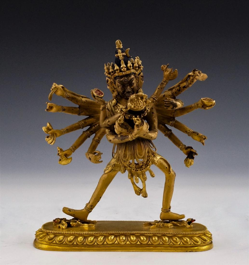 QING GILT BRONZE BUDDHA FIGURE OF CHAKRASAMVARA (1 of 13)