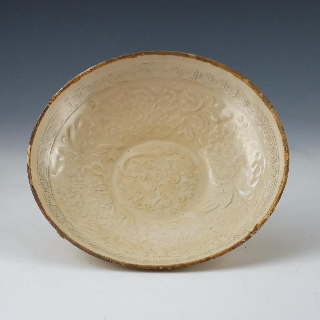 SILVER RIM DING WARE BOWL IN MOLDED FLORAL MOTIF (1 of 10)