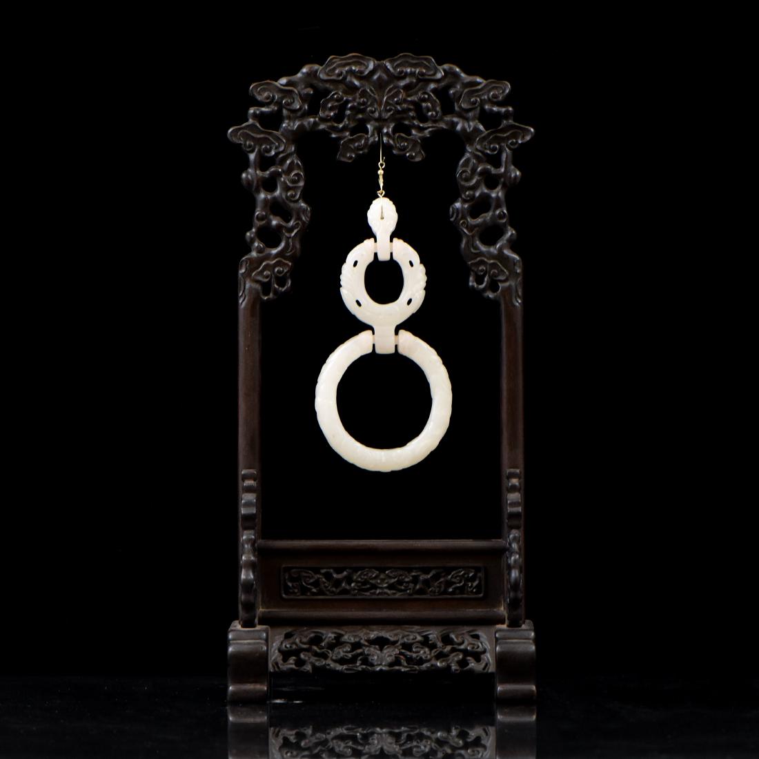 ANTIQUE CHINESE JADE HANGING PUZZLE RING (1 of 10)