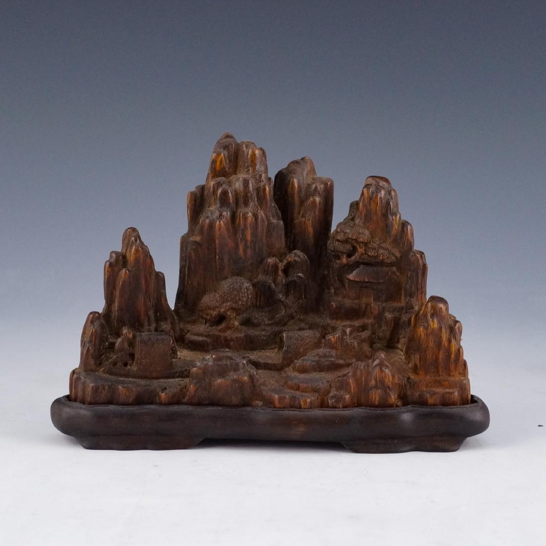 CARVED CHENXIANG WOOD LANDSCAPE BRUSH REST (1 of 17)
