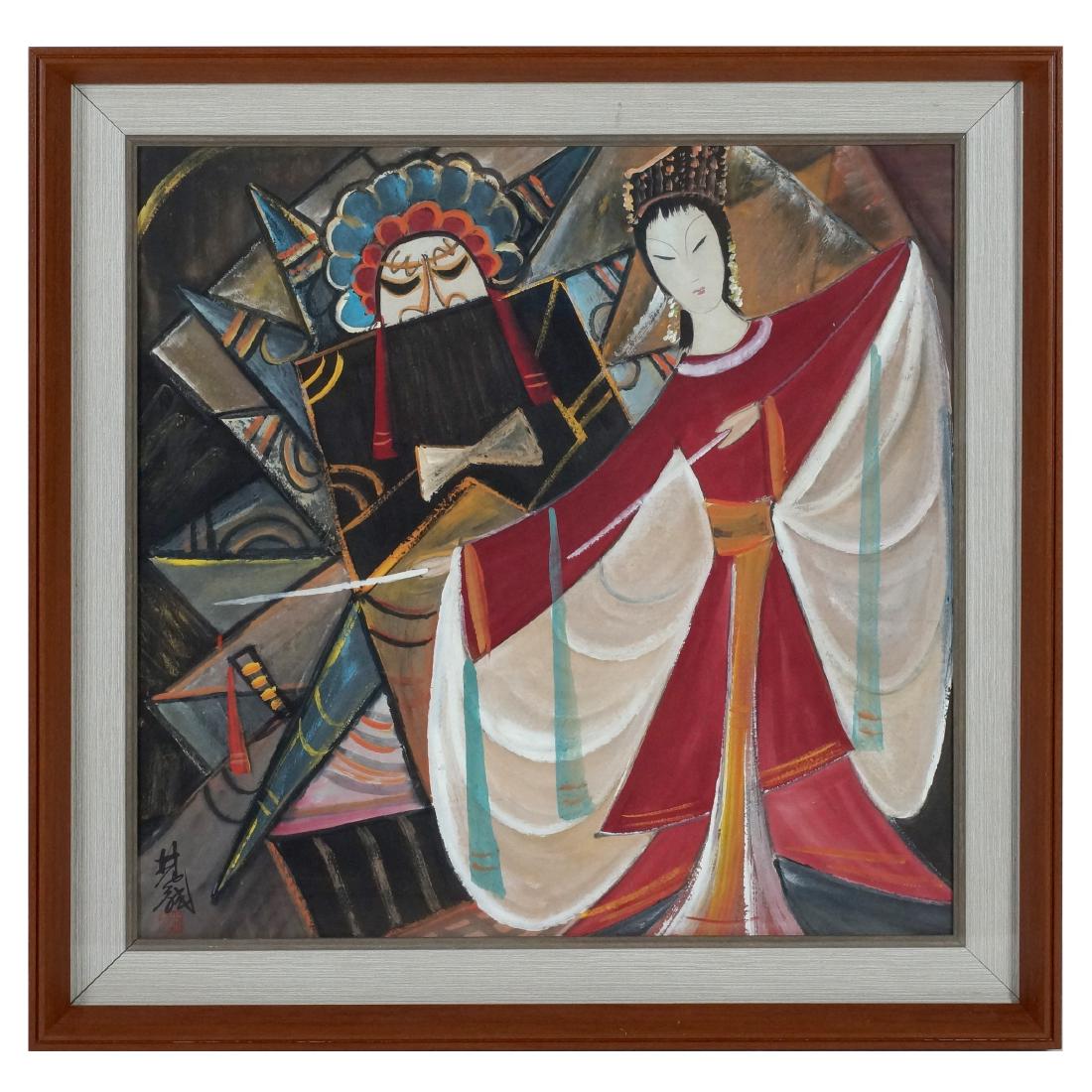 CHINESE WATERCOLOR PAINTING OF OPERA LADY (1 of 10)